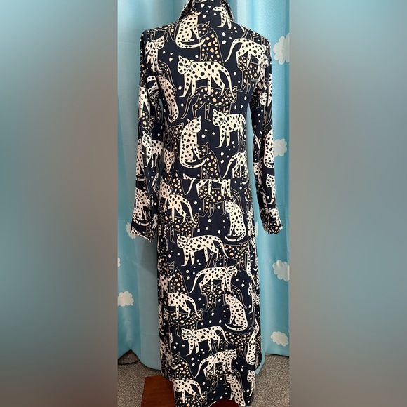 MONKL cat print maxi dress. Button front XXS - Picture 5 of 10